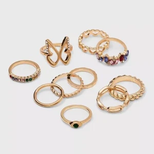 Gold and Silver Wild Fable Ring Set 10pc. Multiple Styles. Choose your fav style - Picture 1 of 9