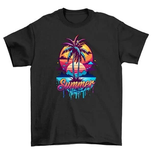 "Summer_12 Vibes" Palm Tree Paradise T-shirt - Funny Summer Vibes! Unisex Design - Picture 1 of 46