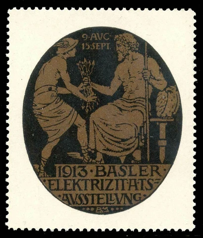 Switzerland Poster Stamp - 1913 Basel - Electricity Exhib. - Type 2 - B. Mangold Cover