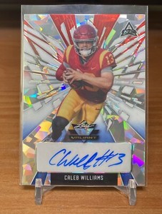 2022 Leaf Valiant Caleb Williams Red & Blue Ice Auto 4/5 🔥USC🔥