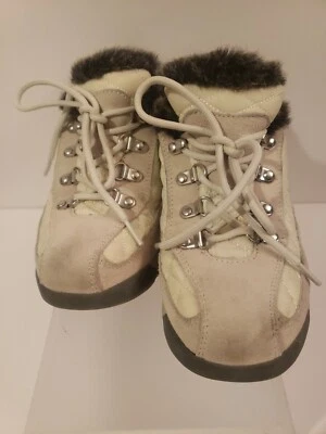 Zapato de gamuza Lands End para mujer 420475 Powder Belle forrado de piel sintética con cordones blanco 6B Foto 1 de 4