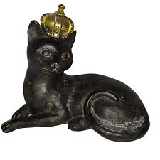 Black Cat Wearing Crown Figurine Poly Resin Home Garden Or Home Decor  Fast Ship