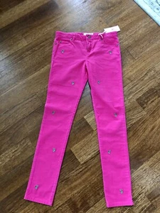 Vineyard Vines Girls Pink Holly Berry Embroidered 5-Pocket Corduroy Pants sz 14 - Picture 1 of 6