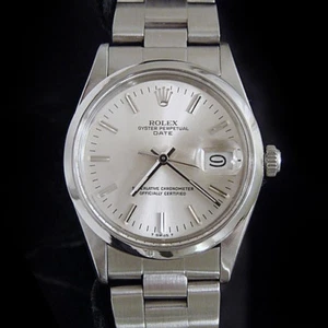 Mens Rolex Date SS Stainless Steel Watch Silver Stick Dial Oyster Band 15000 - Picture 1 of 5