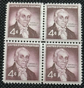 Scott # 1138 - Bloque de 4 Estados Unidos - Ephriam McDowell - MNH - 1959 - Imagen 1 de 2