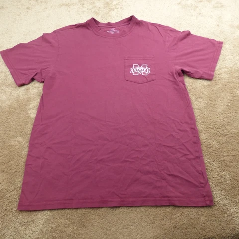 Mississippi State Bulldogs Shirt Adult Medium Maroon Football Pocket Mens 6.6* Cover