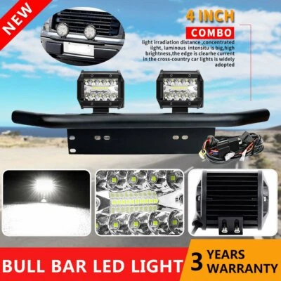 2x 4''inch LED Combo Work Lights + 23'' License Number Plate Frame Mount + Wire Foto 1 de 4