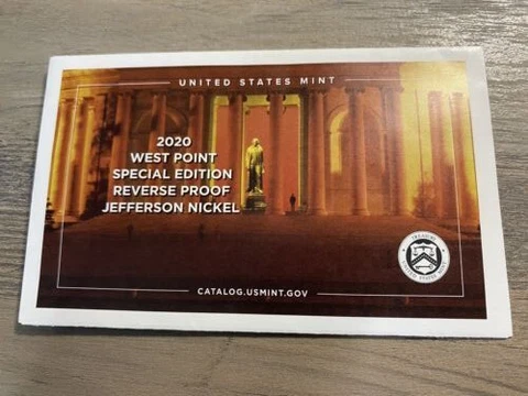2020 REVERSE PROOF NICKEL WEST POINT W/ MINT ENVELOPE Cover