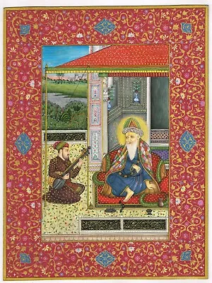 Sij Pintura De Guru Nanak Dev Ji Con Bhai Mardana Special Gurpurab 25.4cmx35.6cm • 1,048.07€