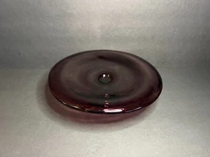 Vintage MCM 70s Empoli? Plato de compota de vidrio soplado de amatista con soporte para pasteles - Imagen 1 de 5