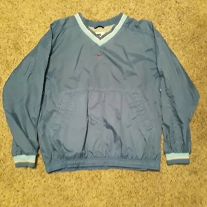 Vintage Nike Pullover Windbreaker Jacket Youth Size L 12-14 Vented Blue Swoosh - Picture 1 of 10