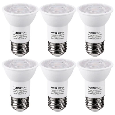 6-Pack Dimmable 6.5W(50W Equiv.) PAR16 LED Spotlight Bulb, 5000K - Image 1 of 4