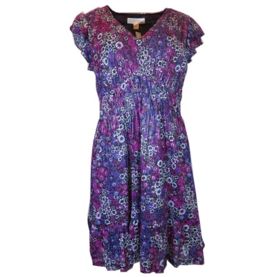 Vestido Michael Kors Zinnia Estampado Medley Lámina Rayas Estampado Floral Línea A, Talla-M Foto 1 de 4