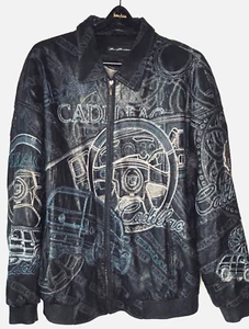 VTG MARC BUCHANAN PELLE PELLE CADILLAC EMBROIDERED LEATHER BOMBER JACKET*56 XXL - Picture 1 of 23