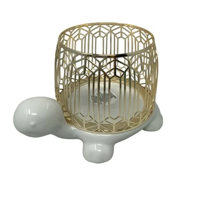 Nuevo Candelabro Bath & Body Works Cerámica Blanca con Jaula Dorada 3 Mechas Foto 1 de 4