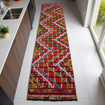Tapete Kilim turco corredor 2x10 feito à mão tapete decorativo corredor tapete de cozinha colorido - Imagem 1 de 4