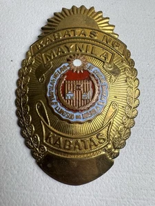 INSIGNIA DE POLICÍA DE LATÓN OBSOLETA FILIPINA, (MANILA) KABATAS NG MAYNILA 1963-1971 - Imagen 1 de 6