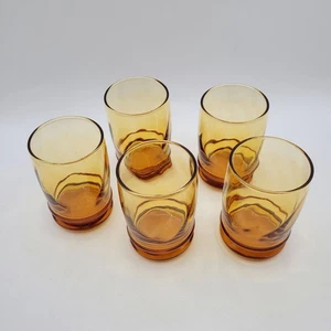 Juego de 5 vasos de agua de jugo Libby Malibu oro ámbar 10 oz vintage años 70 80 - Imagen 1 de 9
