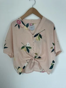 Rails Women’s Button Down Shirt Peach Floral Linen Blend Oversized Lagenlook - Picture 1 of 9