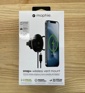 Mophie Snap+ Wireless Vent Mount mit Magsafe Charging 15W - Schwarz - Top - Bild 1 von 2