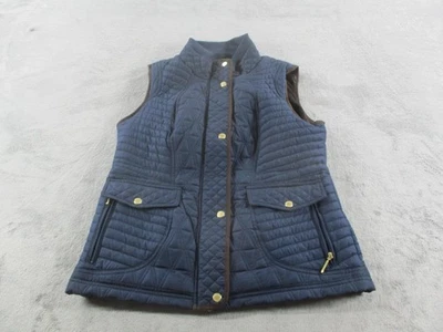 Weatherproof Vest Womens Medium Navy Blue Quilted Fleece Lined Snap Zip Pockets - Image 1 of 4