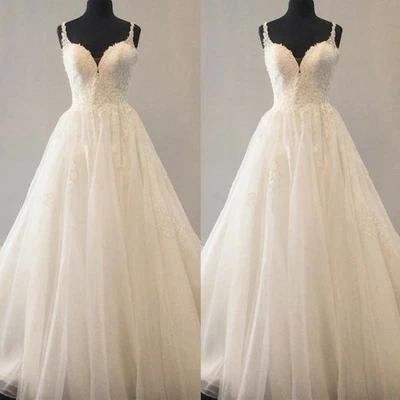 Elegantes Vestidos de Novia Apliques de Encaje Línea A Tul Vestido de Novia Foto 1 de 4