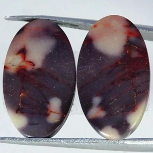 19.70Cts Natural Polygram Jasper Pair Earrings Making Oval Cabochon 13X22X4MM - Picture 1 of 4