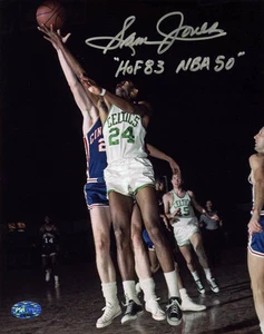 Sam Jones SIGNED 8x10 + 10 X NBA CHAMPS Boston Celtics PSA/DNA AUTOGRAPHED PHOTO - Picture 1 of 1