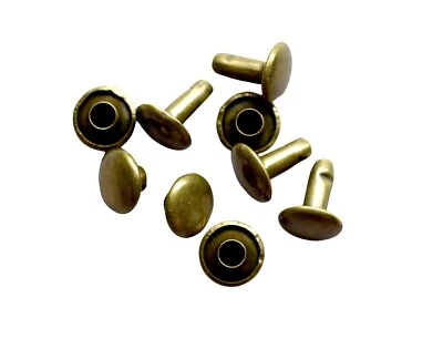 300 Pezzi Rivetti in Pelle Doppio Tappo Colore - ‎Ottone Antico + Spedizione ... - Immagine 1 di 4