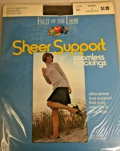 Vtg NOS Fruit of the Loom Sheer Support Seamless Stockings Size A Shadow Color - Picture 1 of 2