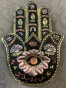 Schwarz und Gold Hamsa oder Hand von Fatima Schmuck Schmuckschatulle - Bild 1 von 9