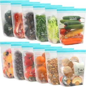 12 Pack Reusable Leakproof Gallon Freezer Bags, Dishwasher & Microwave Safe - Picture 1 of 7