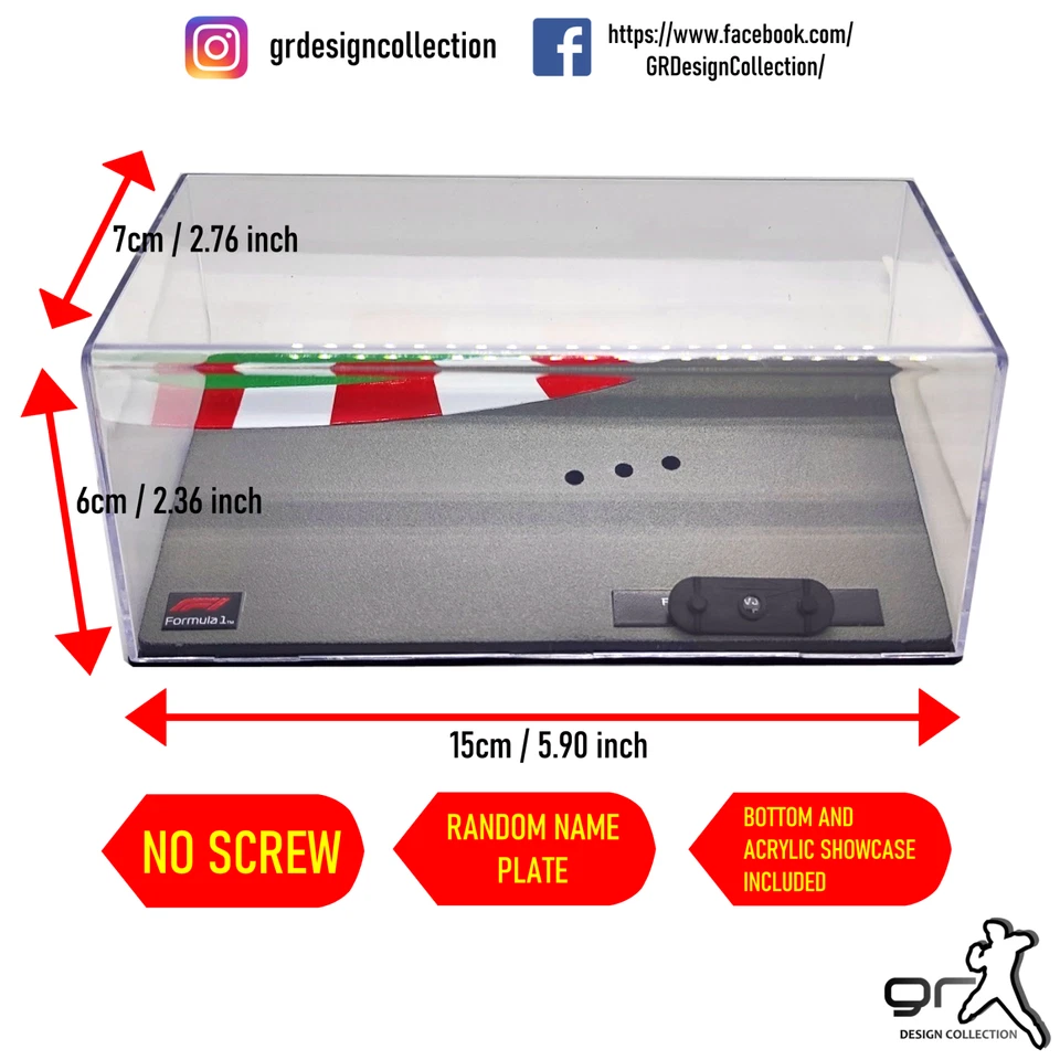 1:43 Display Case F1 Car Collection / Base+Cover / NO SCREW INCLUDED / Showcase - Immagine 1 di 1