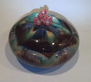 Vintage Kunstkeramik Blumenschale Liezen Austria Schmuckkästchen Deckel Blumen - Bild 1 von 7