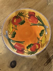 Große Ton Kunst Les Jardins Steinelit Schale und 3 Abschnitte Dip Salsa Schale Paprika  - Bild 1 von 12
