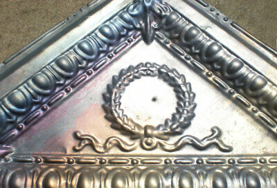 Antique Iridescent Victorian Ceiling Tin Tile Acanthus Wreath Egg Dart Triangle • 89.89$