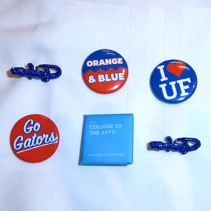 LOT 6 GATORS UF PINS BUTTON ARTS UNIVERSITY OF FLORIDA COLLEGE FLAIR OFFICIAL - Picture 1 of 2