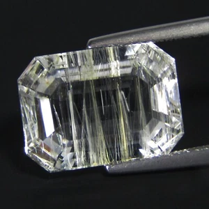 11.02Cts Rarest Natural Amazing White Topaz Eemrald Cut With Needle - Picture 1 of 6