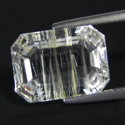 11.02Cts Raro Natural Increíble Topacio Blanco Corte Esmeralda Con Aguja Foto 1 de 4