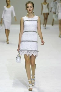 🆓US🛃  RUNWAY SS2011 Dolce&Gabbana Crystals Macrame White Dress IT 42 - Picture 1 of 24