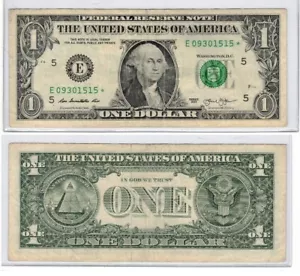 $1 2013 Dollar Bill E 09301515 * Star Note - Picture 1 of 1