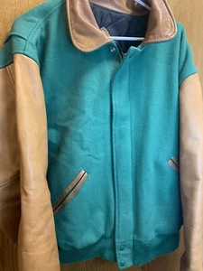 Game Sportswear Varsity Jacket Wool Leather XL USA Made Green Premium Leather - Picture 1 of 24