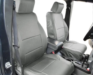 JEEP WRANGLER JK 2DOORS 2007-2010 GREY LEATHER-LIKE CUSTOM FIT FRONT SEAT COVER - Bild 1 von 6