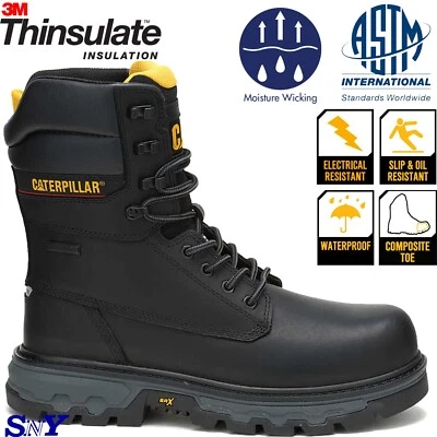 Bota de trabajo CAT para hombre 8" impermeable aislada Thinsulate™ punta compuesta SR EH CT Foto 1 de 4