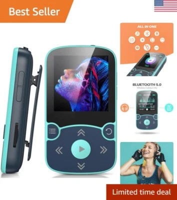 Reproductor de MP3 deportivo para correr con clip y Bluetooth 5.0 - 32 GB, sonido sin pérdidas, azul Foto 1 de 4