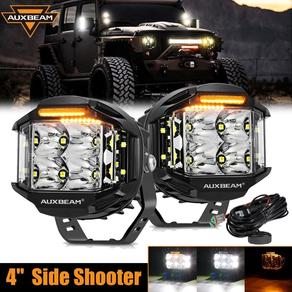 Barra de luz de trabajo LED de 4" vainas de disparo lateral blanco/ámbar para Ford F-150 F-250 F-350 Foto 1 de 4