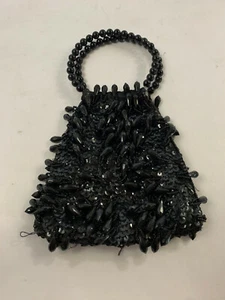 Cartera de noche con cuentas de lentejuelas Carlo Fellini 10"" x 7"" bolso de noche negro - Imagen 1 de 5