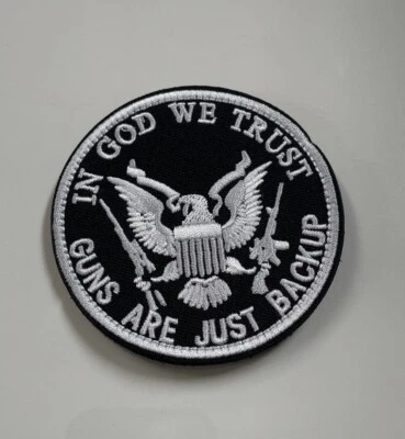 NW TACTICAL GEAR In God We Trust Guns Backup Funny Tactical Patch Morale Army Marine Hook Loop