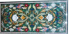 Green Marble Dining Table Top Bird Design Inlay Work Patio Coffee Table for Home