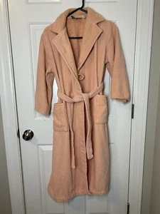 Vtg 1970s Women’s Saybury Peach Terrycloth Heavy Cotton Spa Robe 3/4 Sleeves - Picture 1 of 8
